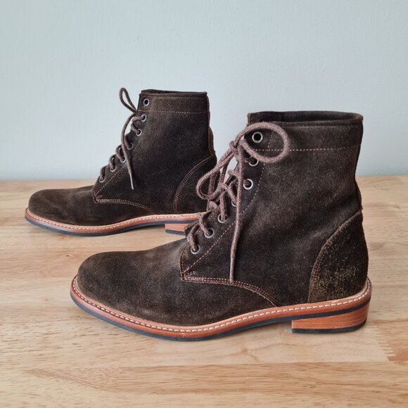 Nisolo Amalia All Weather Suede Lace Up Ankle Boots Booties Dark Olive 8 - Picture 5 of 7